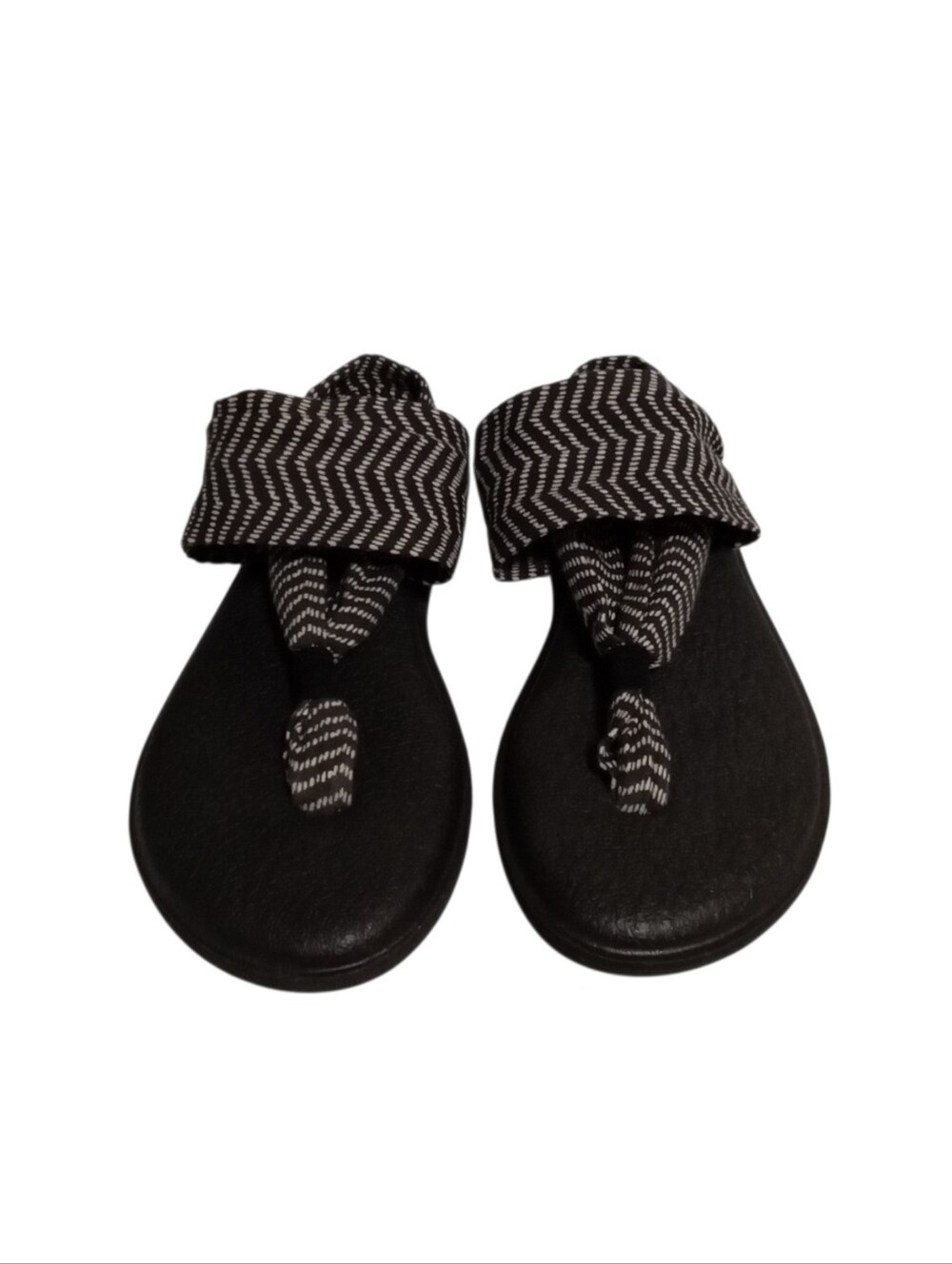 Sanuk Yoga Sling 2 Slingback Sandals Black/White Knit Women's Sandals-Sz 9